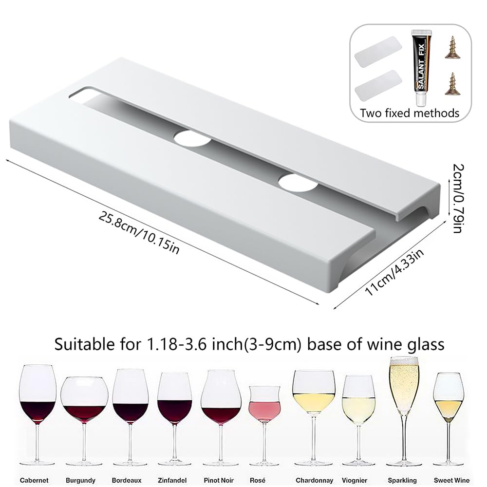 DESONAUT 4 Pcs Wine Glass Holder Under Shelf or Cabinet Punch-free,Stemware Rack Glassware Drying Storage Hanger for Kitchen,Bar and Restaurant (White) DESONAUT