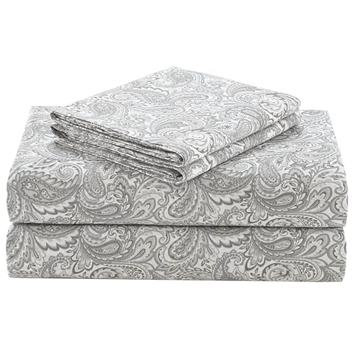 Comfort Spaces 100% Cotton Sheets King, Breathable, Naturally Cool Cotton Sheets, Soft Cotton Bed Sheets with 14" Elastic Pocket Fits up to 16" Mattress, All Seasons Sheet Set, Paisley Multi 4 Piece