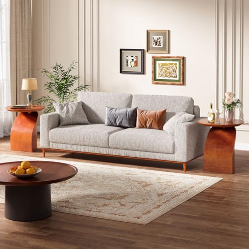 Tribesigns Round Side Table, Wood End Table with a Sturdy Base, Industrial Bedside Table Nightstand for Bedroom, Small Side Table Accent Table for Living Room, Easy Assembly, Brown Tribesigns