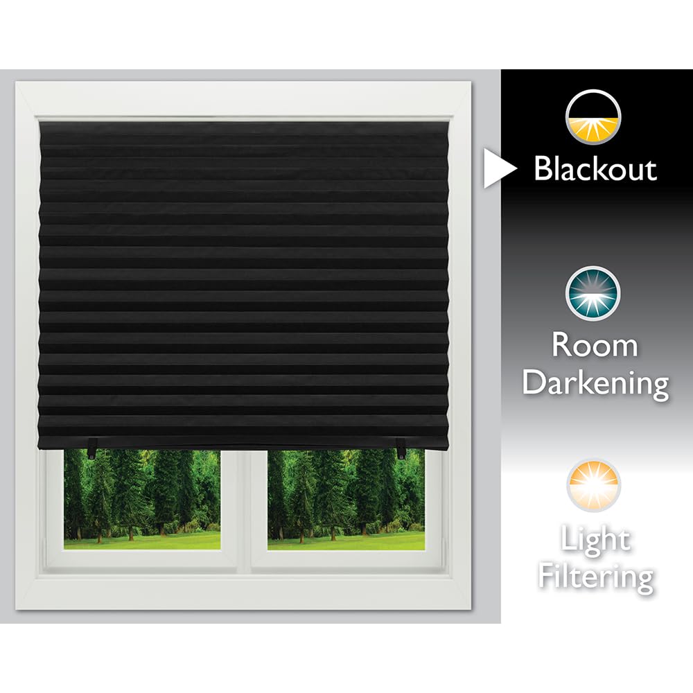 Redi Shade No Tools Original Blackout Pleated Paper Shade Black, 36" W x 72" L, 6 Pack Redi Shade