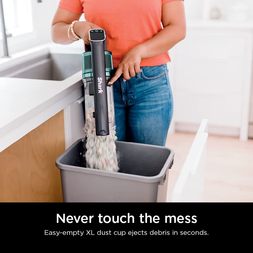 Shark IZ631H Cordless Pro Vacuum with PowerFins and Self-Cleaning Brushroll, Includes Upholstery Tool & Crevice Tool, Up To 60 Minute Runtime, HEPA Filtration, Cordless Vacuum, Dark Grey/Mojito Shark