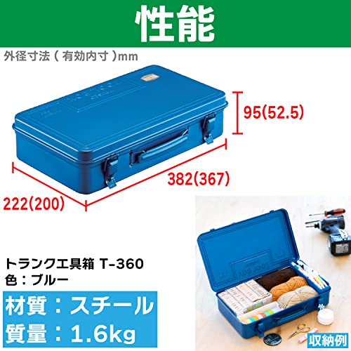 TRUSCO T-360 Trunk Tool Box, 14.6 x 8.7 x 3.7 inches (368 x 222 x 95 cm), Blue Trusco