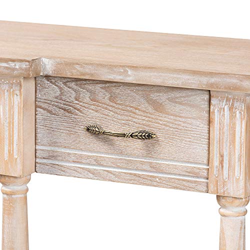 Baxton Studio Hallan Classic and Traditional French Provincial Rustic Whitewashed Oak Brown Finished Wood 3-Drawer Console Table Baxton Studio
