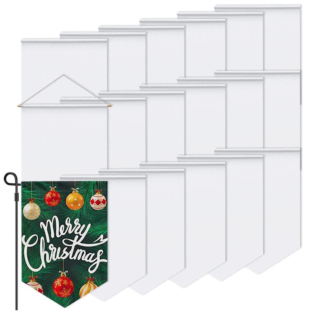 20Pcs Sublimation Garden Flags Blank Banners 12X18in Polyester Flags for Heat Transfer Printing Dye DIY Craft Indoor Outdoor Courtyard KKSUBCA