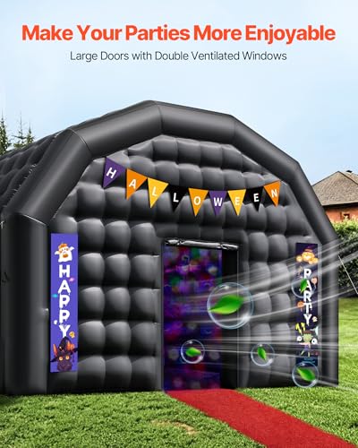 VEVOR Inflatable Nightclub, 26.2 x 19.7 x 13.1 ft Inflatable Party Tent with 1100W Blower & Sandbag, Ventilated Blow up Night Club with 2 Windows, Air Cube House for Event Birthday Wedding Party VEVOR