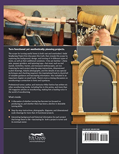 Mike Darlow's Woodturning Series: Useful Woodturning Projects (Fox Chapel Publishing) Over 20 Projects for Frames, Spinning Tops, Antique and Modern Chess Sets, a Pepper Grinder, Backscratcher, & More Fox Chapel Publishing