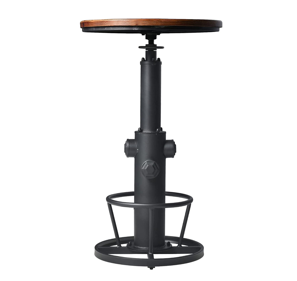 LOKKHAN Industrial Bar Table 38.6"-48.4" Height Adjustable Swivel Round Wood Tabletop 23.7" Dia, Kitchen Dining Office Coffee Bistro Pub Table LOKKHAN