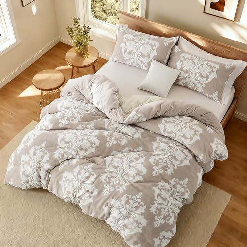 Exclusivo Mezcla Fleece Twin Comforter Set, Soft Fluffy Warm 3D Boho Comforters Twin Size, Luxury 2-Pieces Reversible Fuzzy Bedding Sets for Winter with 1 Pillow Sham, Camel Exclusivo Mezcla
