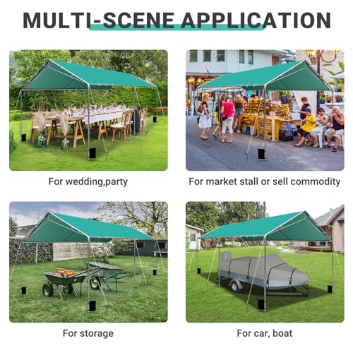 Heavy Duty 10 X 20 Ft Easy to Assemble Metal Car Canopy Shelter with Reinforced Steel Cables, Outdoor Portable Garage for Car, Boat Tent, Green SAILARY