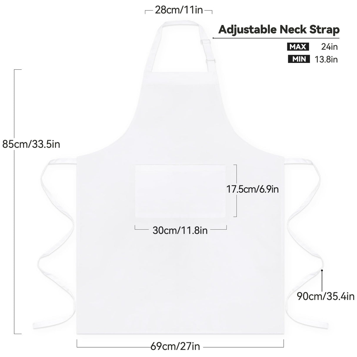 NLUS 2 Pack White Aprons with 2 Pockets for Women Men Kitchen Aprons with Pockets, Chef Aprons for Baking BBQ Cooking NLUS