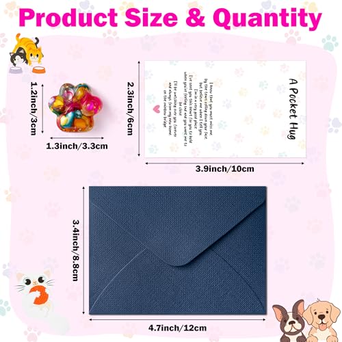 EYxsaxenk Loss Of Pet Sympathy Gift - Colorful Mini Paw Pocket Hug with Memorial Card Envelope Remembrance Bereavement Gift for Loss of Dog Cat Sympathy Favor Kid Adult Pet Lover Stress Relief Toy