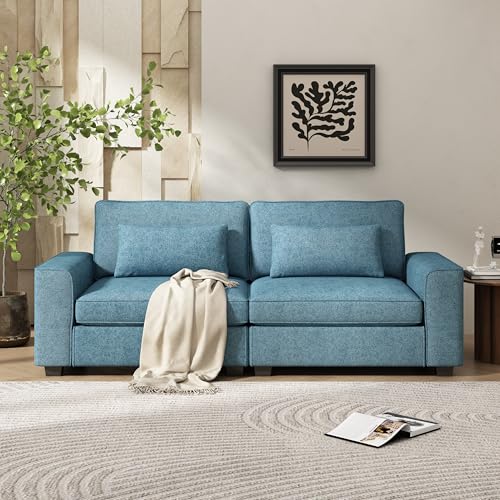 Christopher Knight Home Bacho Cozy Loveseat Sofa, Floor Sofa Chair, 2 Seater Couch with Armrest, Loveseat for Reading, Modern Design Soft Upholstered Loveseat for Living Room, Home Rest, Blue Christopher Knight Home