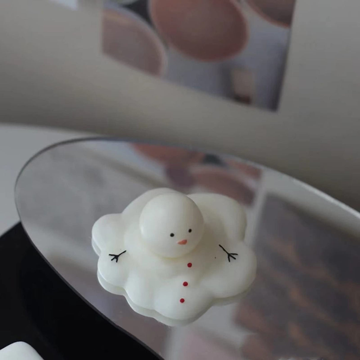 TOPYS Silicone Mold Candle Making Cute Abstract Melting Snowman Design Christmas Party Decoration Candle Form Epoxy Plaster Mould(2.6in) TOPYS