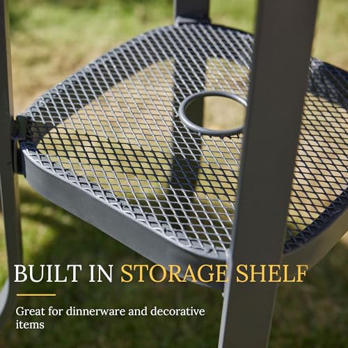 VICLLAX 5-Piece Outdoor Bar Set with Swivel Stools and Walnut Wood-Like Table VICLLAX