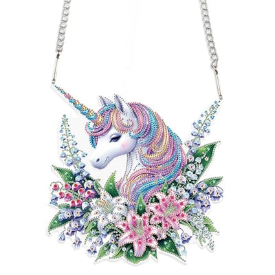 JISHSHAY Diamond Painting Hanging Unicorn Diamond Art Pendant Flower Gem Art Wind Chimes Gem Painting Hanging Pendant Mosaic Kits for Adults Windchimes Embroidery Kit Suncatchers Sun Catchers