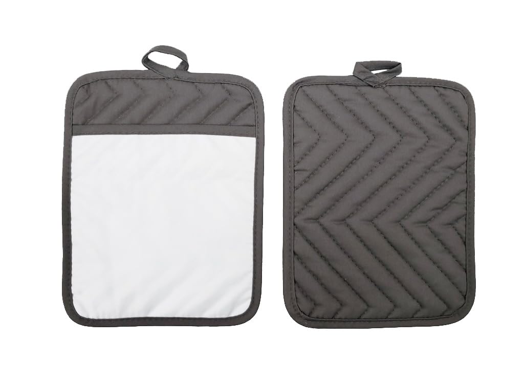 Gray Grey Sublimation Blanks 9"x7" Polyester/Cotton Pot Holders with Sublimation Pocket DIY Set of 4 Tromic