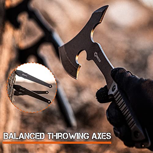 ANTARCTICA Throwing Axe Knife Set 11 inch Full Tang Stainless Steel Throwing Tomahawk Axe and 8 inch Stainless Steel Well-Balanced Throwing Knife for Recreation and Competition(3 Packs) ANTARCTICA