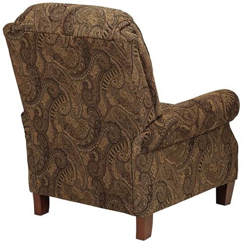 Kensington Hill Beaumont Warm Brown Paisley Patterned Recliner Chair Traditional Armchair Comfortable Push Manual Reclining Footrest Adjustable for Bedroom Living Room Reading Home Relax Office Kensington Hill