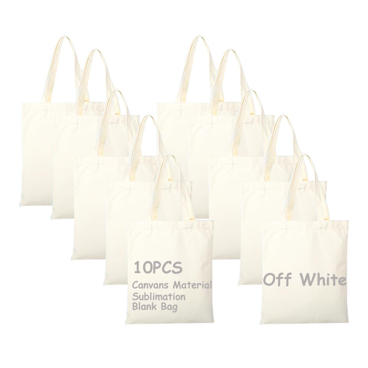 E-Found 10 Pcs Canvas Sublimation Tote Bags Blanks, Sublimation Blank Bag Resuable Washable Grocery Tote Bags for DIY Carry Books and Lunch Box E-Found