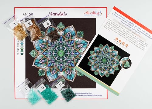 AllAboutEmbroideryUA Bead Embroidery kit Mandala AB-1001 Beaded Cross Stitch kit