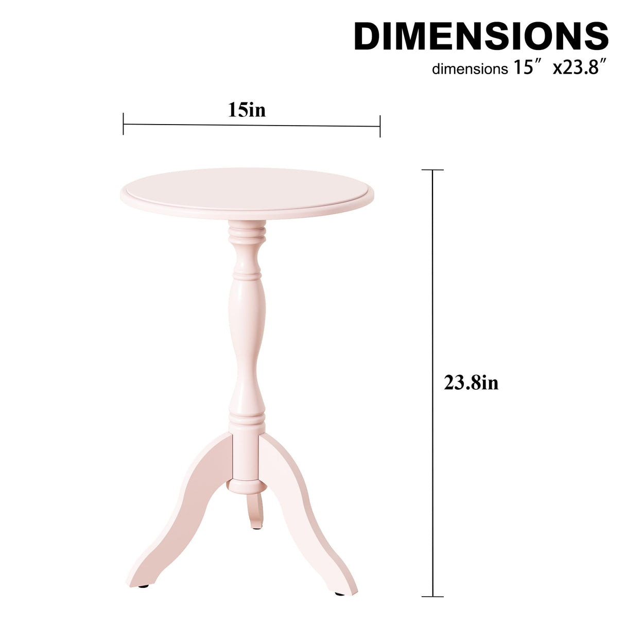 HLR Round Small End Table Wooden Side Table Pedestal Side Table Vintage Accent Tables Nightstand Coffee Table for Living Room, Bedroom, Entryway (1, Pink) HLR