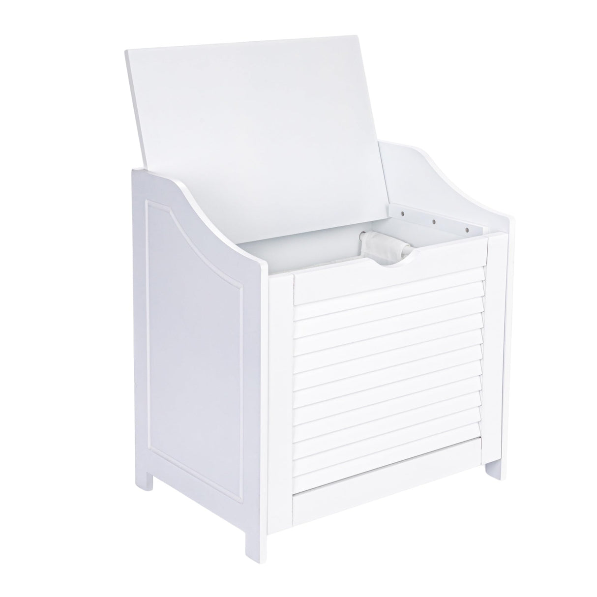 Household Essentials Single Load Hamper Cabinet Seat, White Household Essentials