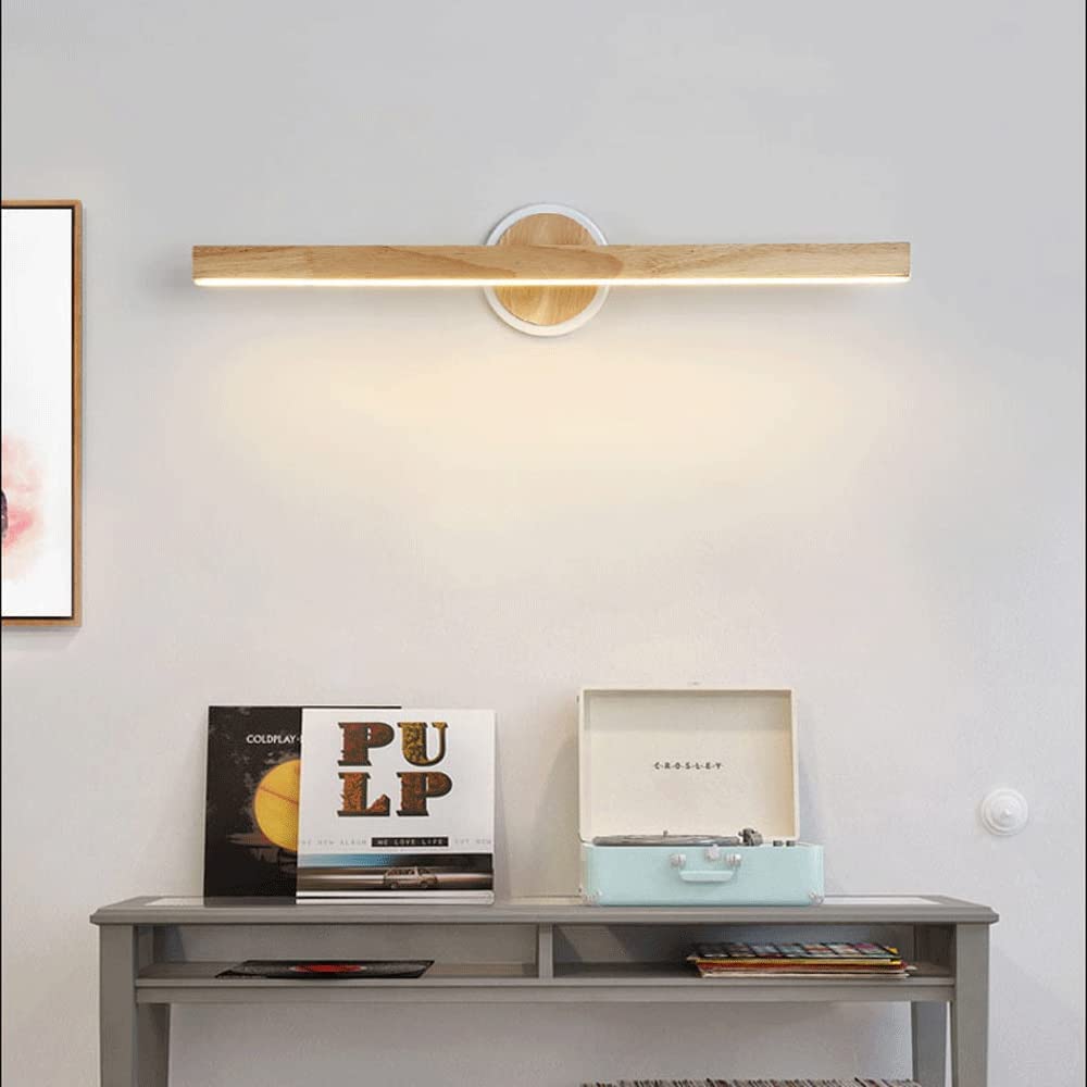 23" Rustic Vanity Light Fixture Over Mirror Rotatable Adjustable Vintage Wooden LED Wall Sconce Bar Bathroom Light Farmhouse Wall Lamp for Hallway Bedroom Living Room Washroom Cabinet WoodArtSupply