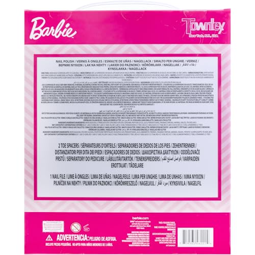 Townley Girl Barbie Movie 18 Piece Set Kids Water-Based Nail Polish Set, Includes Nail Polish, Nail Gems, Nail File for Age 3+, Parties Birthday Townley Girl