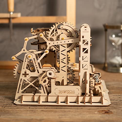ROKR Marble Run 3D Wooden Puzzles Model Building Kits for Adults - Educational Project Brain Teaser, DIY Crafts for Adults & Kids (Fortress) ROKR