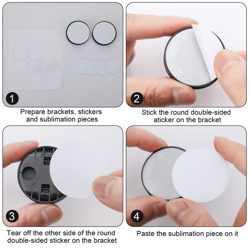 Hotop 50 Pieces 1 Inch Sublimation Badge Reel Blanks Sublimation Blank Aluminum Stickers for Retractable Badge Holder Round Sublimation Stickers Aluminum Sheets Heat Transfer for Personalized Photo Hotop