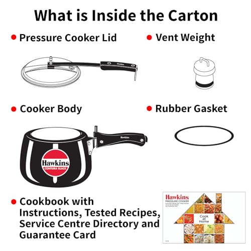 Hawkins 3 Litre Contura Black Pressure Cooker, Hard Anodised Inner Lid Cooker, Handi Cooker, Black (CB30) HAWKINS