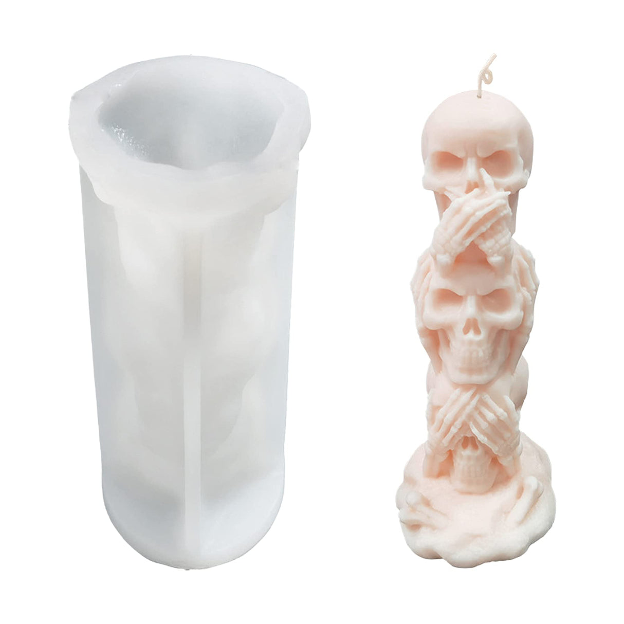 3D Skull Candle Mold Column Halloween Silicone Resin Mold for Aromatherapy Candles Resin Casting Homemade Wax Making Polymer Clay DIY Craft ZAKVOOR