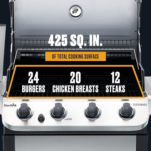 Char-Broil Performance Series Convective 4-Burner with Side Burner Cart Propane Gas Stainless Steel Grill - 463377319 Char-Broil