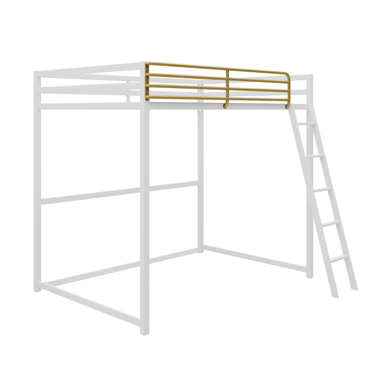 Little Seeds Haven Full Loft Bed, White/Gold Little Seeds