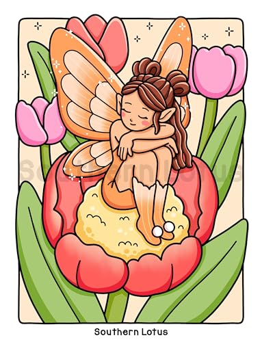 Fresh Glow: Coloring Book for Adults and Teens with Cute and Easy Designs of Charming Fairies and Lovely Sprites Enjoying Spring Moments, Cozy Drawings for Relaxation (Cute & Easy Coloring) WoodArtSupply
