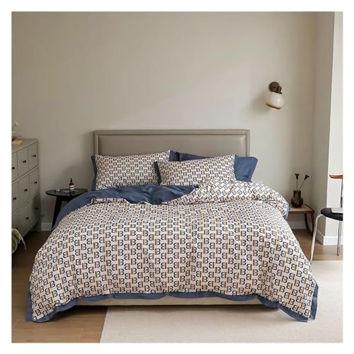 TXGJWRA Marbling Bedding Set Cotton Duvet Cover Bed Linen Set King Bedding Queen Single Size Comforter Sets Summer Duvet Cover Sets,C-Flat -King TXGJWRA
