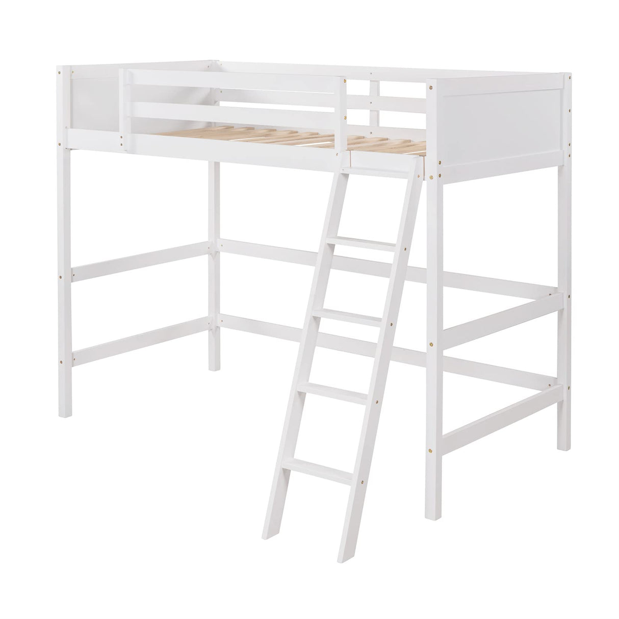 Harper & Bright Designs White Twin Loft Bed for Kids with Ladder - Stylish Wood Frame for Space-Saving Solutions Harper & Bright Designs