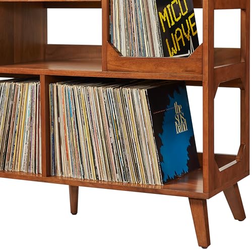 Crosley Furniture Asheville Mid-Century Modern Media Console Record Player Stand, Storage for Vinyl Records, Walnut, Large Crosley Furniture