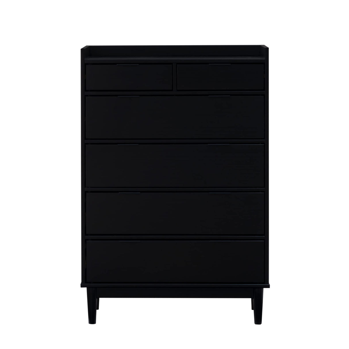 Walker Edison Blythe Mid-Century Modern Tray-Top Solid Wood 6-Drawer Dresser, 30 Inch, Black Walker Edison