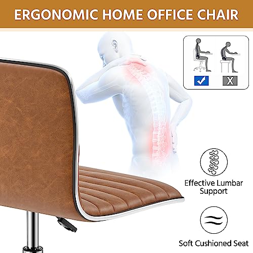 Yaheetech Low Back PU Leather Ribbed Armless Office Chair, Ergonomic Swivel Computer Task Chair with Wheels for Office, Home Yaheetech