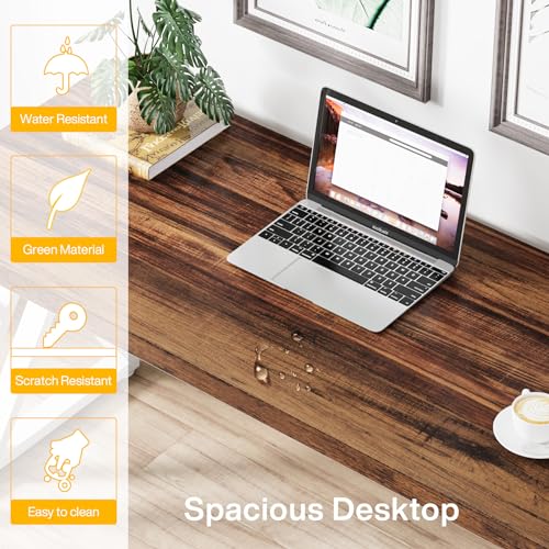 Tribesigns Modern Walnut/White 55" Heavy Duty Computer Desk, Study & Work Desk, 23.6"D x 55.1"W x 29.5"H, Z-Shaped Metal Legs, 330 lbs Capacity Tribesigns