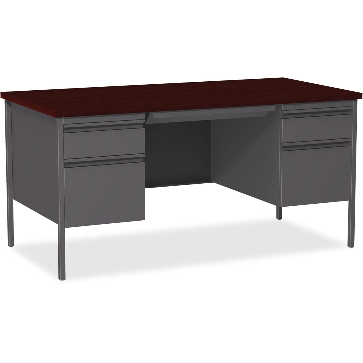 Lorell Double Pedestal Desk, 60 by 30 by 29-1/2-Inch, Mahogany Lorell
