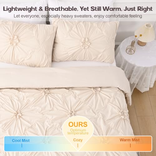 Uspring Quilts Queen Size Elegant Flower Bedding Set with 2 Pillow Shams, Lightweight Soft Quilted Bedspreads Cozy Stylish Floral Bedding Comforter Sets for All Season (Khaki, 90'' x 90'') Uspring