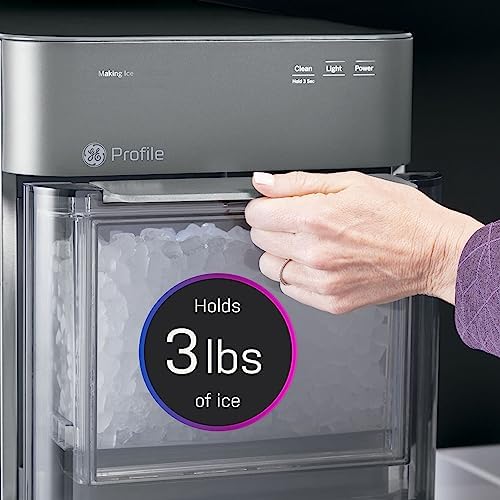 GE Profile Opal 2.0 XL with 1 Gallon Tank, Chewable Crunchable Countertop Nugget Ice Maker, Scoop included, 38 lbs in 24 hours, Pellet Ice Machine with WiFi & Smart Connected, Stainless Steel Profile