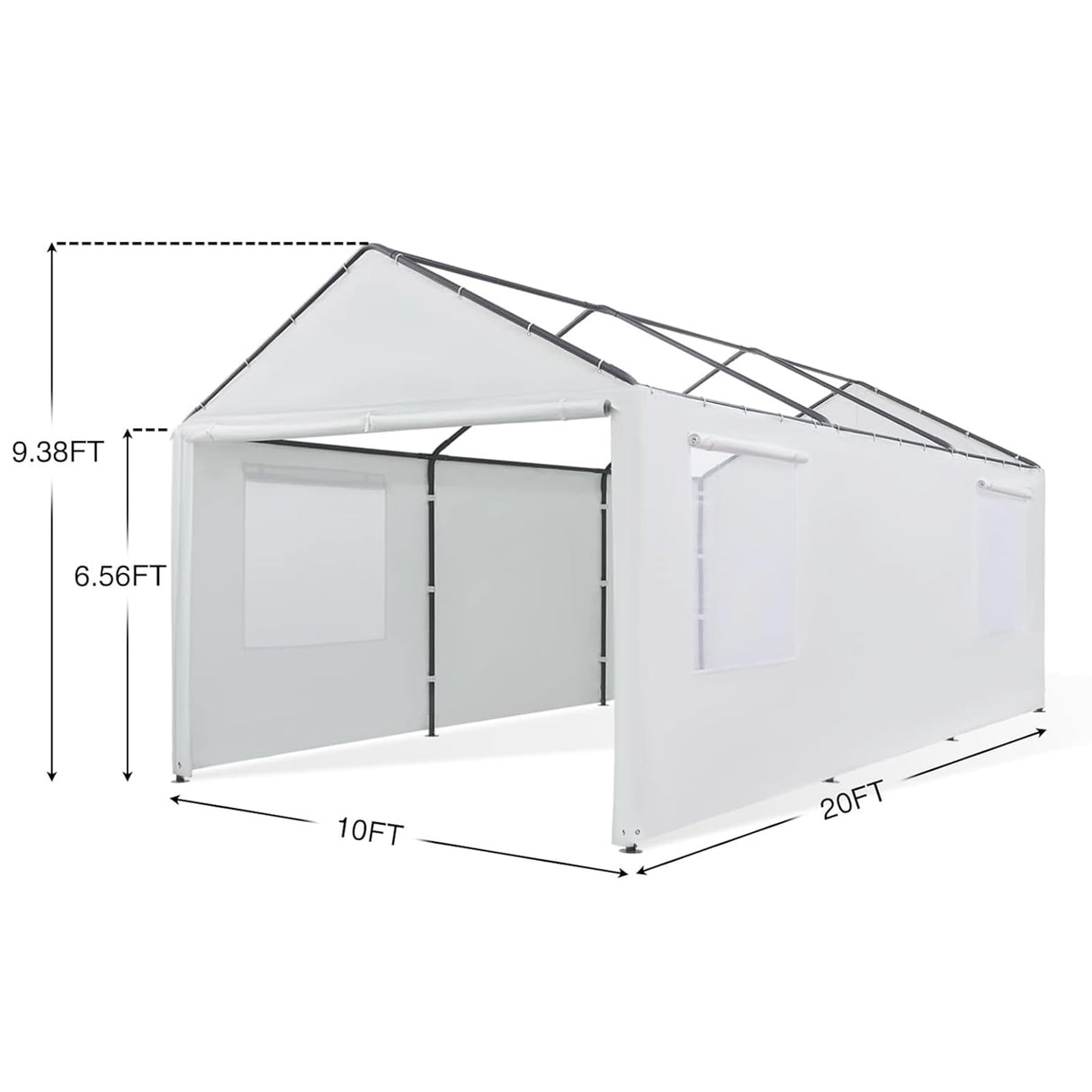 TGEHAP Carport Replacement Sidewall Replacement Sidewall Tarp Top for 10' x 20' Carport Frame Replacement Side Wall Cover Top Cover and Frame Not Included (White) TGEHAP