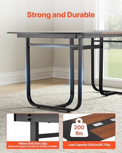 VEVOR Conference Table, 6 ft Oval Office Meeting Table for 6-8 Person, Modern Seminar Desk with Metal Legs, Large Meeting Desk for Office, Boardroom, Conference Room, Easy Assembly, Black & Brown VEVOR