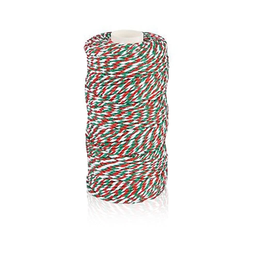 Christmas Twine String,Green Red and White Bakers Twine String,Cotton Gift Wrapping Twine,328 Feet Cotton Arts Crafts Twine String Durable Packing Holiday Twine KINGLAKE