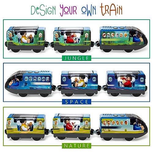 KipiPol Battery Operated Action Locomotive Toy Train Set for Wooden Train Tracks, (Magnetic Connection)-Compatible with Thomas The Train Toys, Brio Train Set for Toddlers 3-5 and up Kipipol