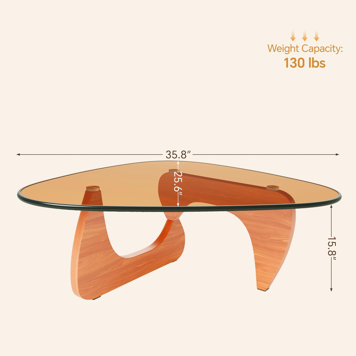 LUCKIIA Coffee Tables Glass Small Farmhouse Coffee Table Mid-Century Modern Wood Center Table for Living Room, Walnut Brown, 36 Inch LUCKIIA