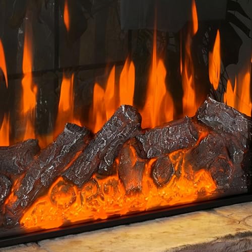 Lovinouse Smart Electric Fireplace, Small Black Electric Fireplace with 12 Color Adjustable Flames, 5-Level Brightness, 3-Level Heating, 8 H Timer, Remote Control, Touch Screen and Log & Crystal,1500w Lovinouse